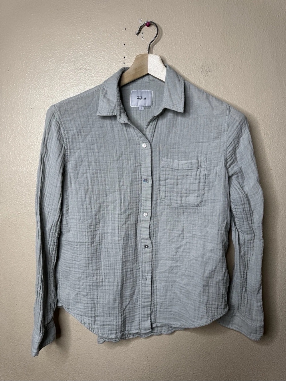Rails Women's Light Gray Button-Down Gauze Shirt